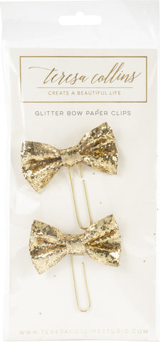 Teresa Collins Glitter Bow Tie Paper Clips 2/Pkg