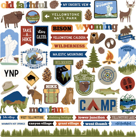 National Parks Yellowstone Stickers 12"X12"
