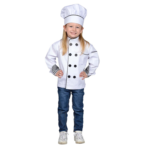 Chef Jacket &amp; Hat, One Size Fits Most, Ages 4-8 Years