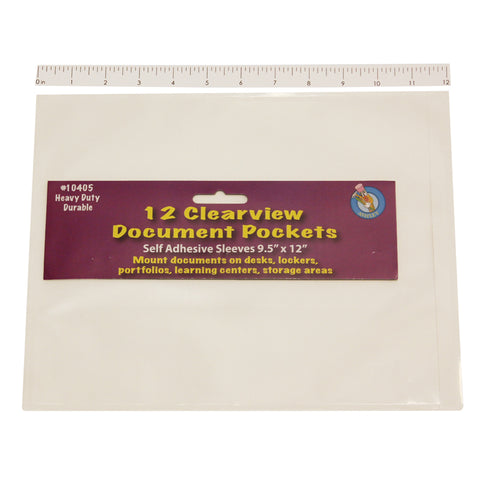 Clear View Self-Adhesive Document Pocket 9 X 12, Pack Of 12