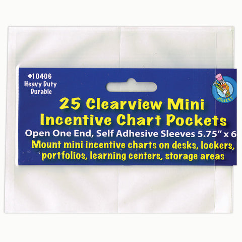 Clear View Self-Adhesive Mini Incentive Chart Pocket 6 X 7, Pack Of 25