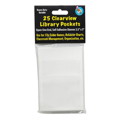 Clear View Self-Adhesive Library Pocket 3.5 X 5, Pack Of 25
