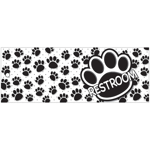 Black Paws Restroom Laminated 2-Sided Pass, 9 X 3.5