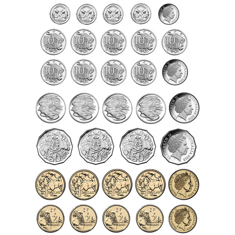 Foam Manipulatives Australian Coin, 34 Pieces