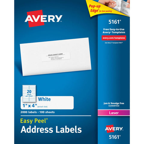 Easy Peel White Mailing Labels, 1 X 4, 2000 Count