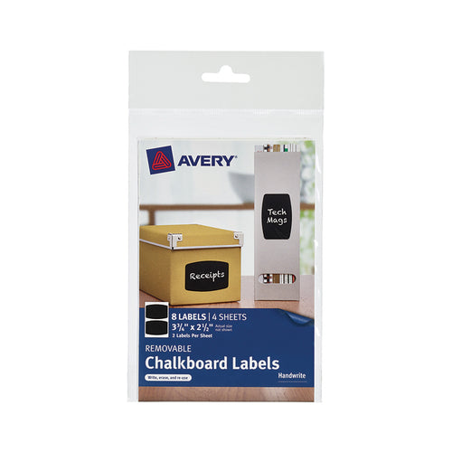 Removable Chalkboard Labels, Rectangle, 3 3/4 X 2 1/2, Pack Of 8