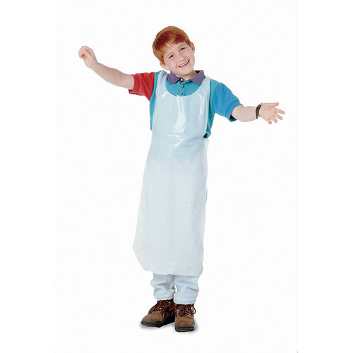 Bib Style Kids Disposable Aprons, White, Pack Of 100