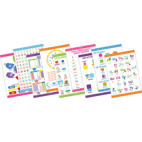Early Learning Poster Set, 9 Posters, 19 X 13-3/8