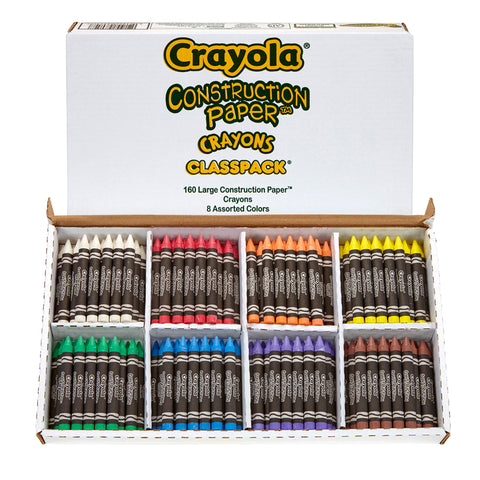 Construction Paper Crayon Classpack, Reg Size, 8 Colors, Pack Of 160