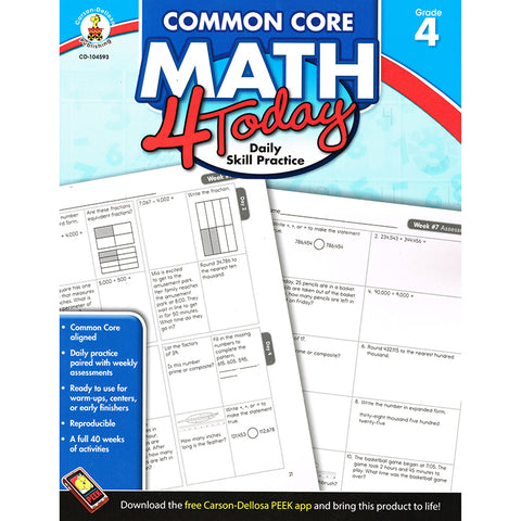 Common Core Math 4 Today Workbook, Grade 4