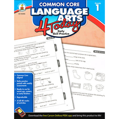Common Core Language Arts 4 Today Workbook, Grade 1
