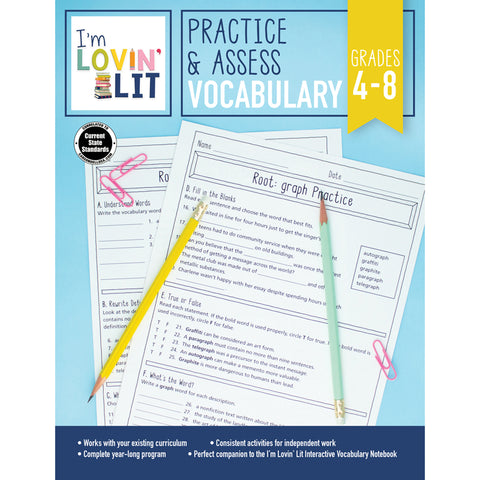 Practice & Assess: Vocabulary Workbook, Grade 4-8