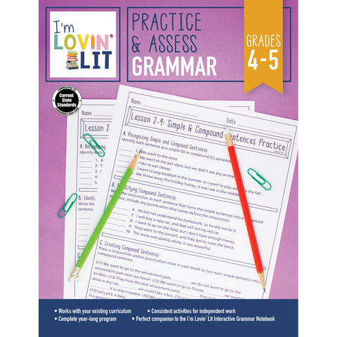 Practice & Assess: Grammar Workbook, Grade 4-5