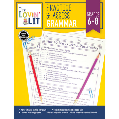 Practice & Assess: Grammar Workbook, Grade 6-8