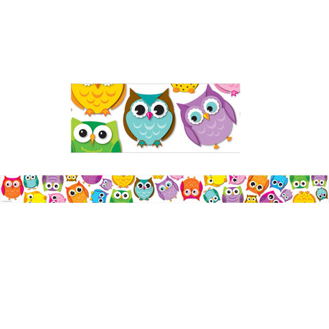 Colorful Owls Straight Borders, 36'