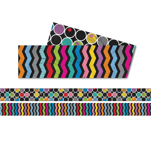 Colorful Chalkboard Straight Borders, 36'