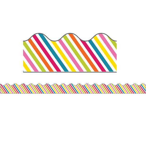 School Pop Rainbow Stripe Scalloped Borders, 39'