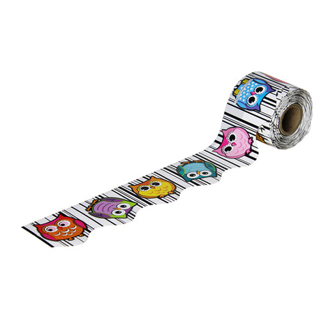 Colorful Owls Rolled Scalloped Borders, 36'