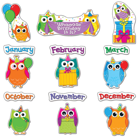 Colorful Owls Birthday Bulletin Board Set