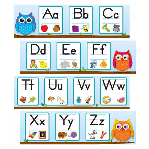 Colorful Owls Alphabet Mini Bulletin Board Set
