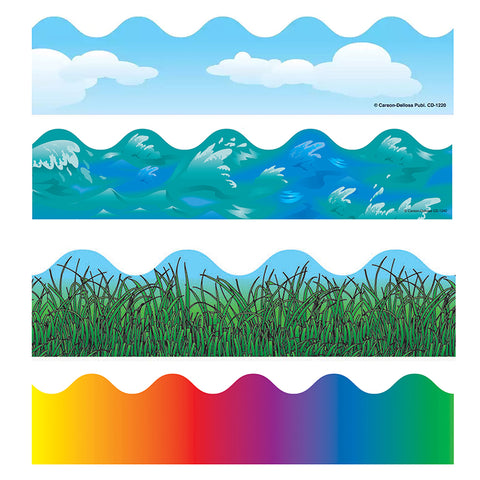 Scalloped Variety Border Set I: Clouds, Grass, Rainbow, Ocean Waves