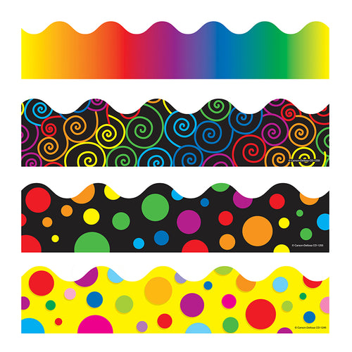 Scalloped Variety Border Set Iv: Rainbow, Colorful Dots, Big Rainbow Dots, And Rainbow Swirls