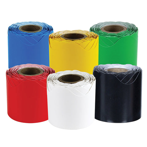 Rolled Scalloped Border, Primary Color Set, 6 Rolls