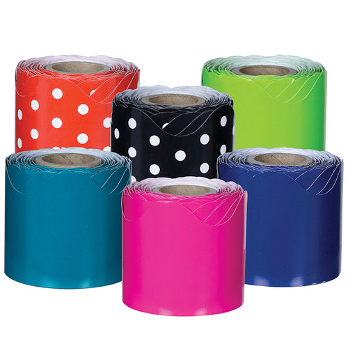Rolled Scalloped Border Set, Assorted, 6 Rolls