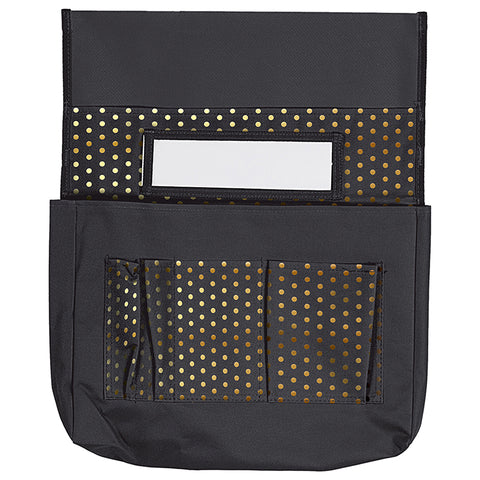 Chairback Buddy&bdquo;&cent;: Black With Gold Polka Dots