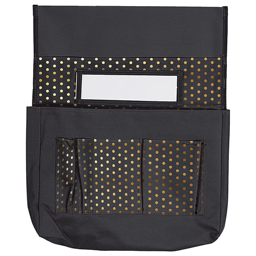 Chairback Buddy&bdquo;&cent;: Black With Gold Polka Dots