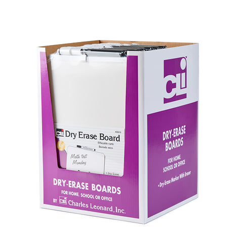 Dry Erase Boards, Framed With Markers & Eraser, White, Pack Of 12