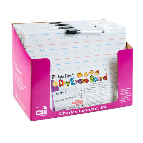 My First Dry Erase Board With Marker/Eraser, Two-Sided Plain/Lined, White, Pack Of 12