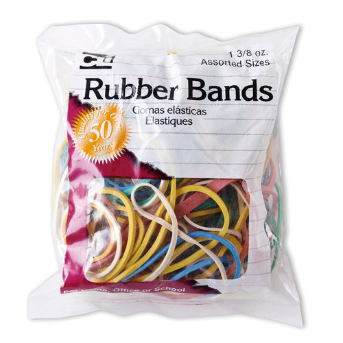 Rubber Bands, Assorted Colors, 1 3/8 Oz. Bag