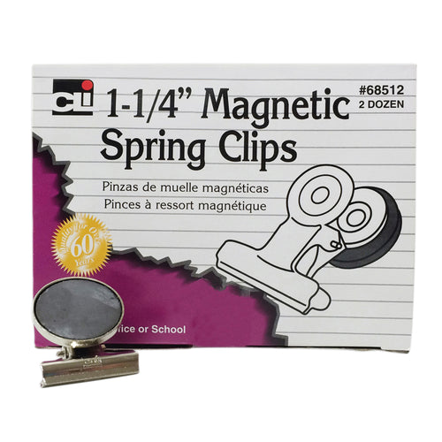 Magnetic Spring Clips, 1-1/4, Box Of 24