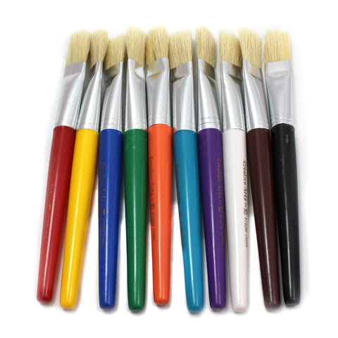 Brushes - Stubby Flat - Yl Bk Rd Pu Wh Bl Or Gr Br