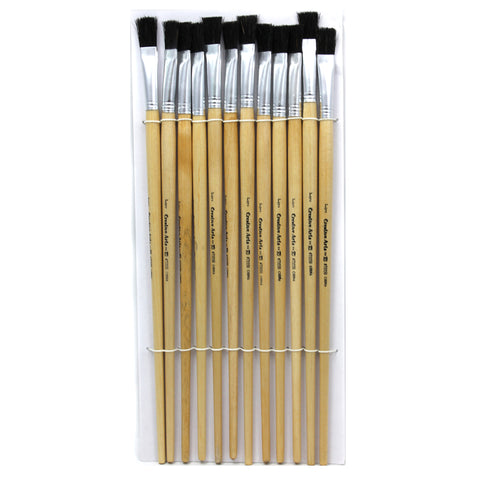 Brushes - Easel Flat - 1/2 - Bristle - 12 Ct
