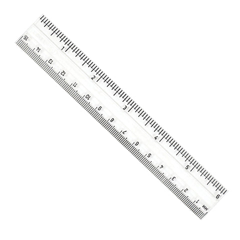 Clear Plastic 6 Ruler Inches/Metric