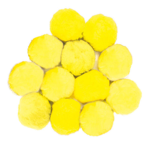 Pom Pons, Yellow, 90Mm, 12 Pieces