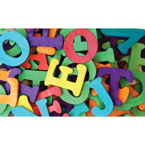 Wood Capital Letters, Assorted Colors, 1-1/2&quot;, 104 Pieces
