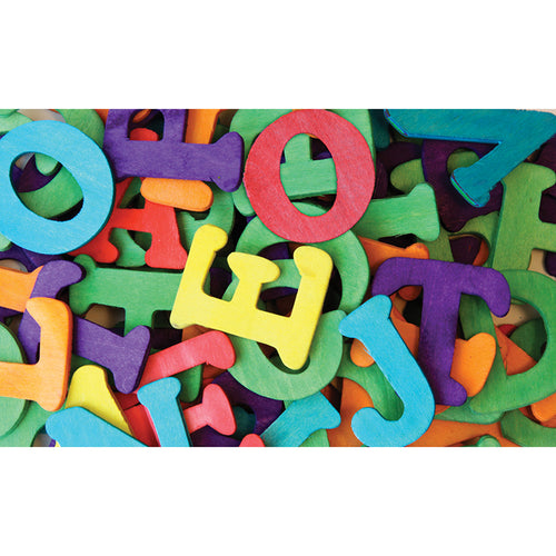Wood Capital Letters, Assorted Colors, 1-1/2&quot;, 104 Pieces