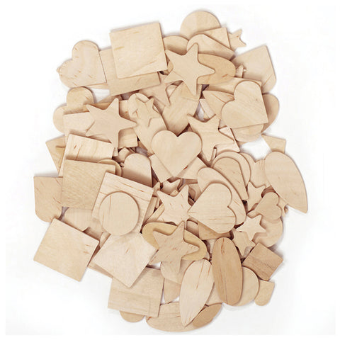 Wood Shapes, Natural Colored, Assorted Shapes, 0.5&quot; To 2&quot;, 350 Pieces
