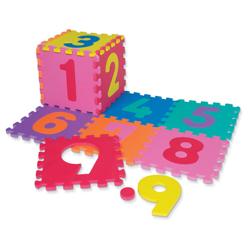 Wonderfoam Numbers Puzzle Mat, Assorted Colors, 10&quot; X 10&quot;, 20 Pieces/10 Squares