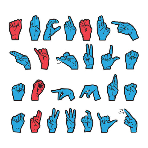Wonderfoam Magnetic Sign Language Letters, Red &amp; Blue Colors, Assorted Sizes, 26 Pieces