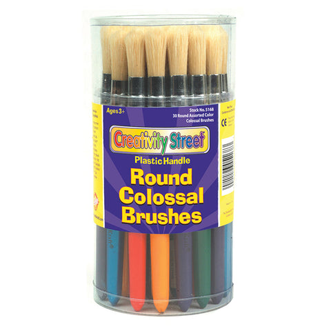 Colossal Brushes, Round, Assorted Colors, 7.25 Long, 30 Brushes