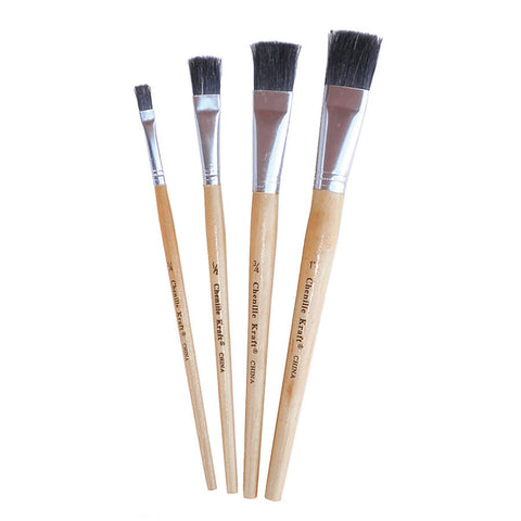 Easel Brushes, Short Handle, Assorted, 7.5 To 9 Long, 4 Brushes