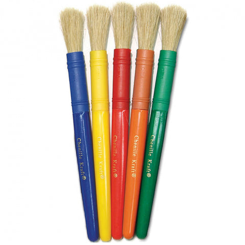 Beginner Paint Brushes, 5 Assorted Colors, 7 Long, 5 Brushes