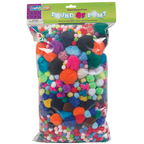 Pound Of Poms, Assorted Colors & Sizes, 1 Lb.