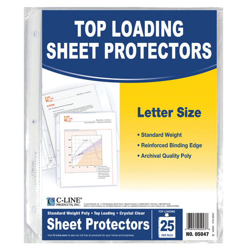 C-Line Crystal Clear Standard Weight Sheet Protectors, 25/Pkg