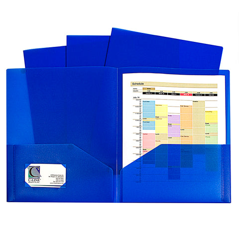 C-Line Two-Pocket Heavyweight Poly Portfolio Folder, Blue, Pack Of 10