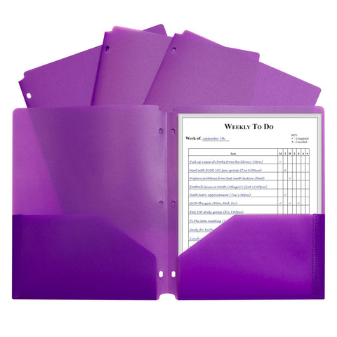 C-Line Two-Pocket Poly Portfolio With Three-Hole Punch, Purple